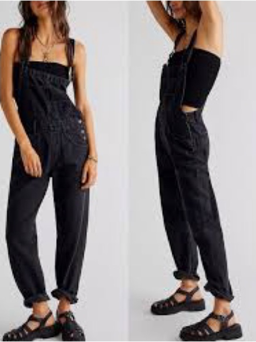 We The Free Black Denim Overalls - Relaxed Fit